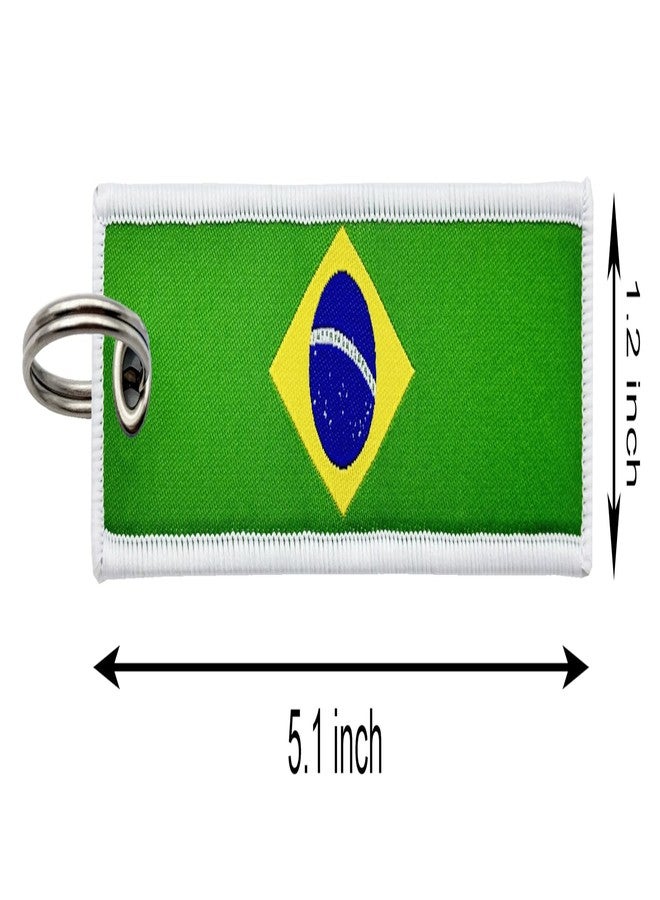 LLBFHH 3 Pcs Country Flag Keychain, Key Chains for Car Keys, Fabric Key Chains Men and Women, Motorcycle/Firefighter/RV Keychain (Brazil) - Image 2