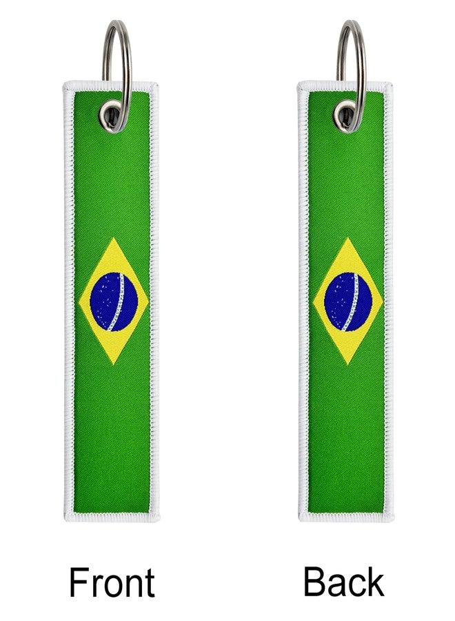LLBFHH 3 Pcs Country Flag Keychain, Key Chains for Car Keys, Fabric Key Chains Men and Women, Motorcycle/Firefighter/RV Keychain (Brazil) - Image 3