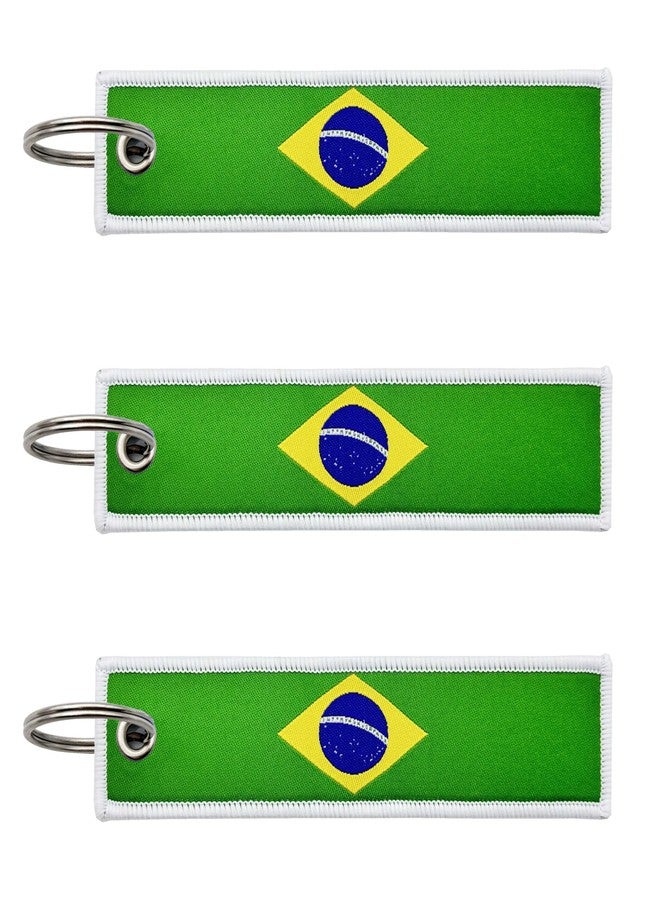 LLBFHH 3 Pcs Country Flag Keychain, Key Chains for Car Keys, Fabric Key Chains Men and Women, Motorcycle/Firefighter/RV Keychain (Brazil) - Image 1
