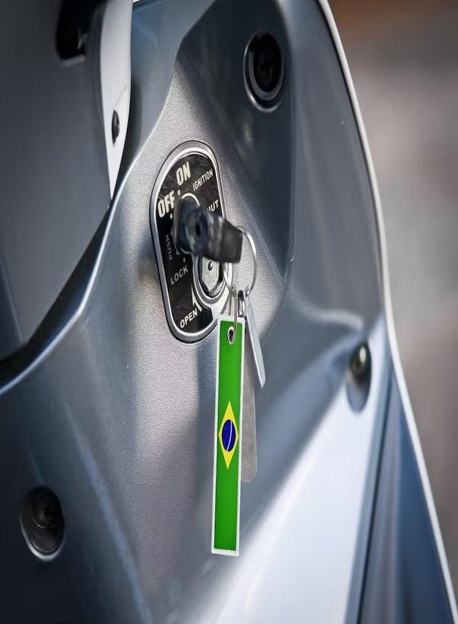 LLBFHH 3 Pcs Country Flag Keychain, Key Chains for Car Keys, Fabric Key Chains Men and Women, Motorcycle/Firefighter/RV Keychain (Brazil) - Image 4