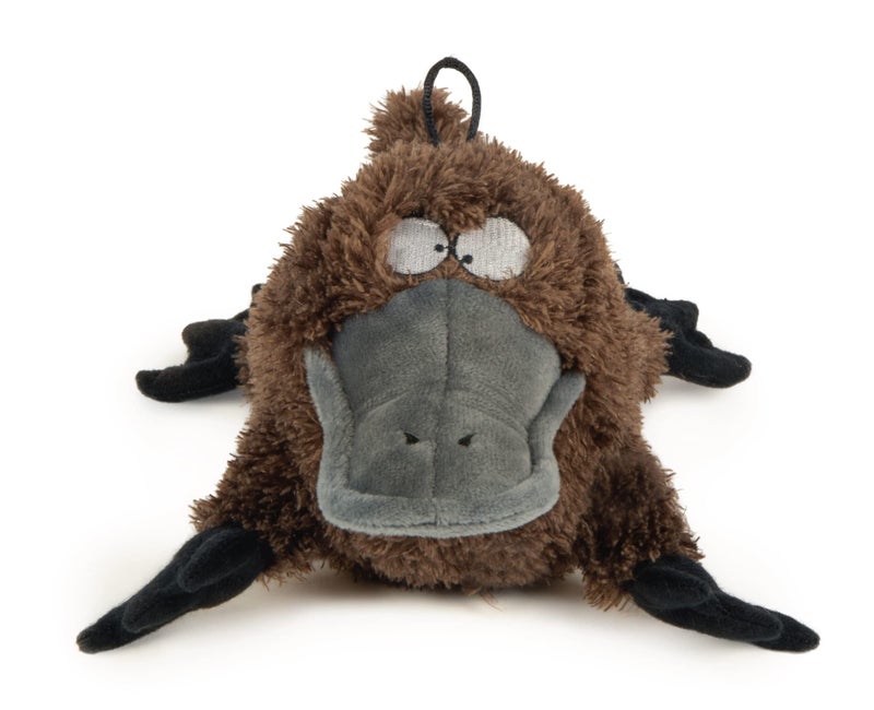 TrustyPup Strong 'N Silent Platypus Silent Squeak Plush Dog Toy, Chew Guard Technology - Brown, Large - Image 1