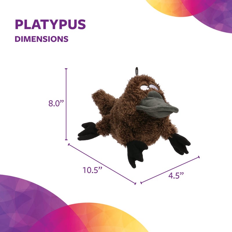 TrustyPup Strong 'N Silent Platypus Silent Squeak Plush Dog Toy, Chew Guard Technology - Brown, Large - Image 3