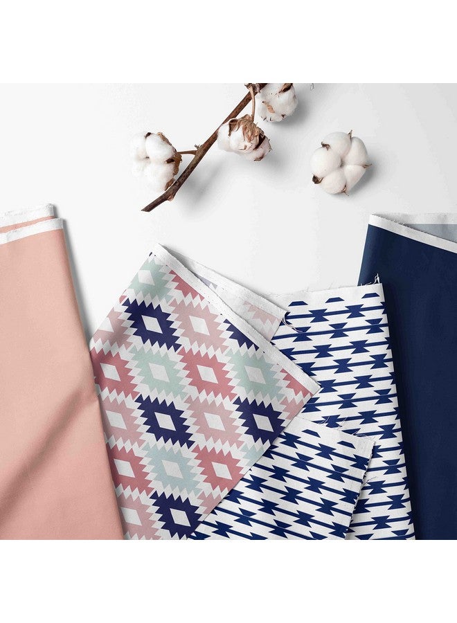 Bacati - 100% Cotton Percale Soft Breathable Fabrics Nap Mat with Pillow for Toddler Girls, Measures 50 x 20 x 1.5 Inches, Ideal for Daycare and Preschool, Sleepovers (Aztec Coral/Mint/Navy) - Image 2