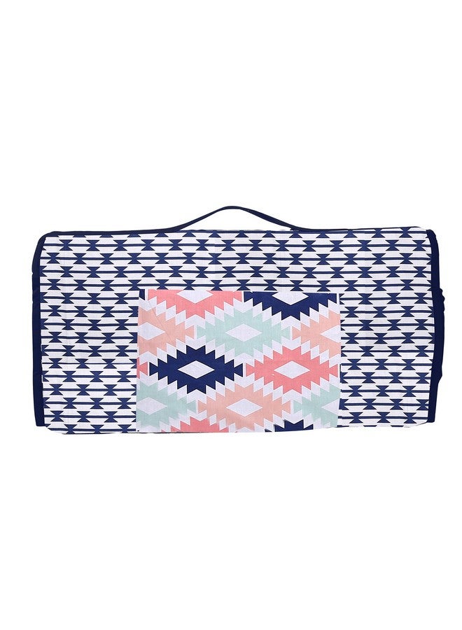 Bacati - 100% Cotton Percale Soft Breathable Fabrics Nap Mat with Pillow for Toddler Girls, Measures 50 x 20 x 1.5 Inches, Ideal for Daycare and Preschool, Sleepovers (Aztec Coral/Mint/Navy) - Image 3