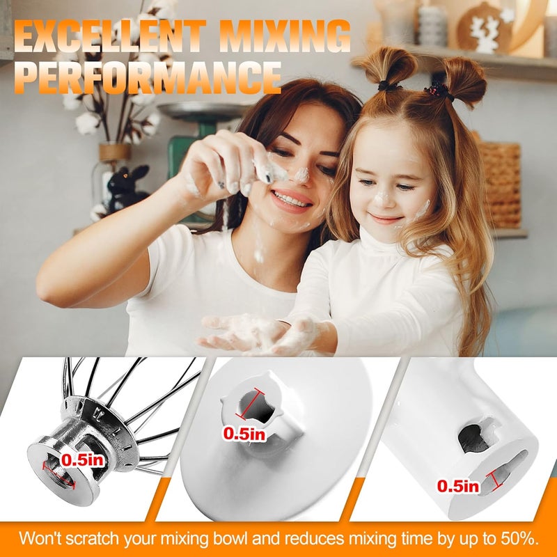 Funmit Mixers Accessories K45WW Wire Whip K45DH Dough Hook K45B Coated Flat Blade Paddle with Scraper Replacement for Kitchen Tilt-Head Aid Stand Mixer Attachments- Stainless Steel - Image 3