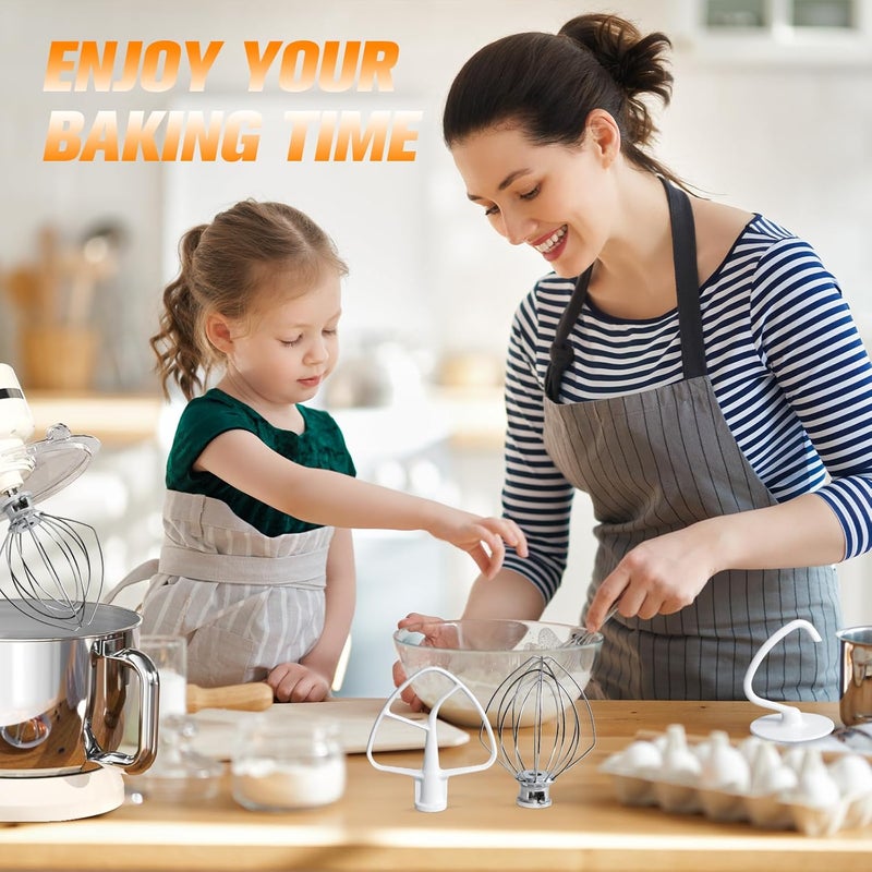 Funmit Mixers Accessories K45WW Wire Whip K45DH Dough Hook K45B Coated Flat Blade Paddle with Scraper Replacement for Kitchen Tilt-Head Aid Stand Mixer Attachments- Stainless Steel - Image 5