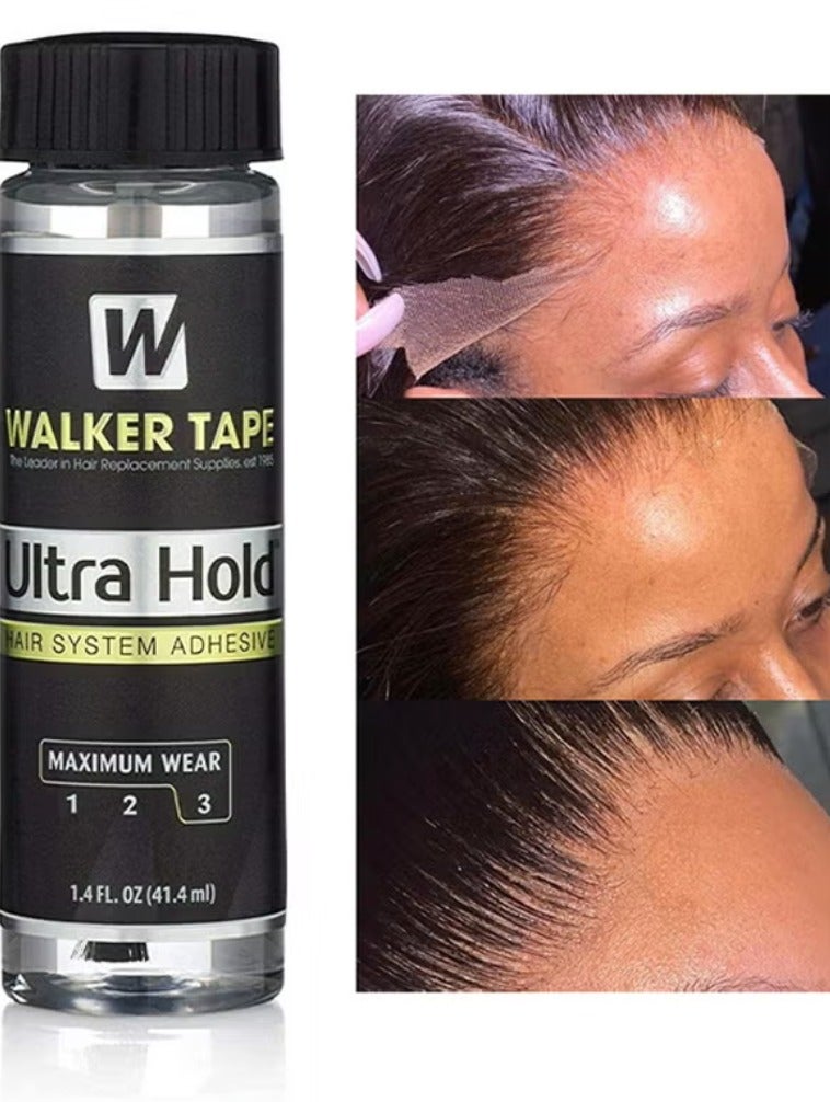 Walker Tape Ultra Hold Hair System Adhesive 1.4fl oz (41.4ml) With Brush Applicator, Waterproof Hair Glue For Wigs, Lace Glue Hair Bonding Glue For Hair Extensions, Long Lasting Hold Up Adhesive Wig Essentials - Image 1