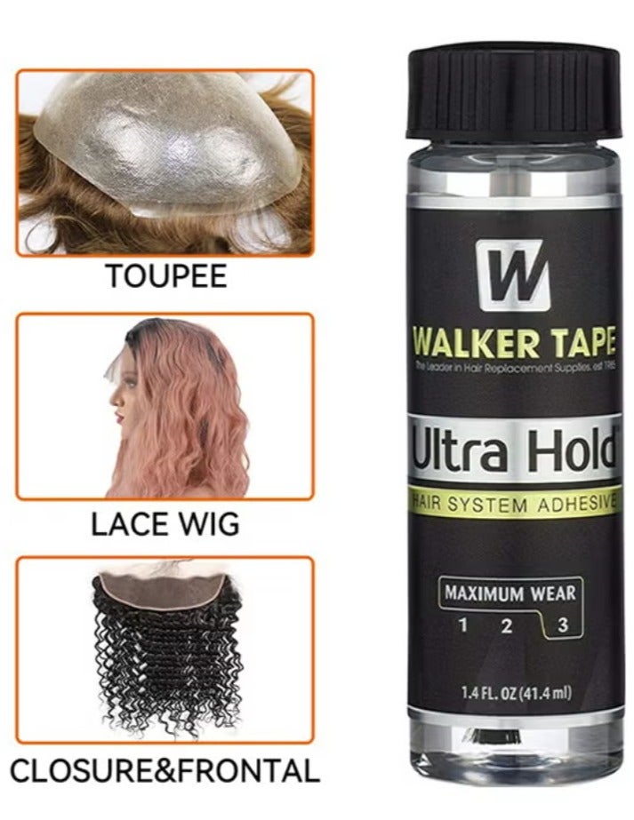 Walker Tape Ultra Hold Hair System Adhesive 1.4fl oz (41.4ml) With Brush Applicator, Waterproof Hair Glue For Wigs, Lace Glue Hair Bonding Glue For Hair Extensions, Long Lasting Hold Up Adhesive Wig Essentials - Image 5
