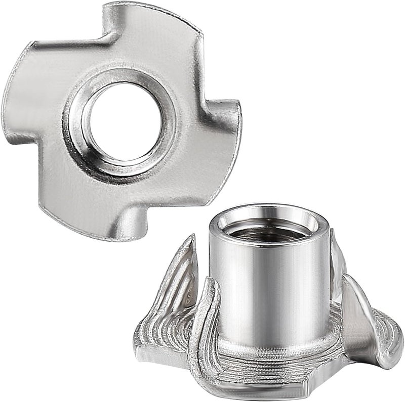 Wensilon Store 50pcs M8x11 T-nut 304 Stainless Steel Four-jaw - for Home, Hotel Outdoor Threaded Insertion - Image 1