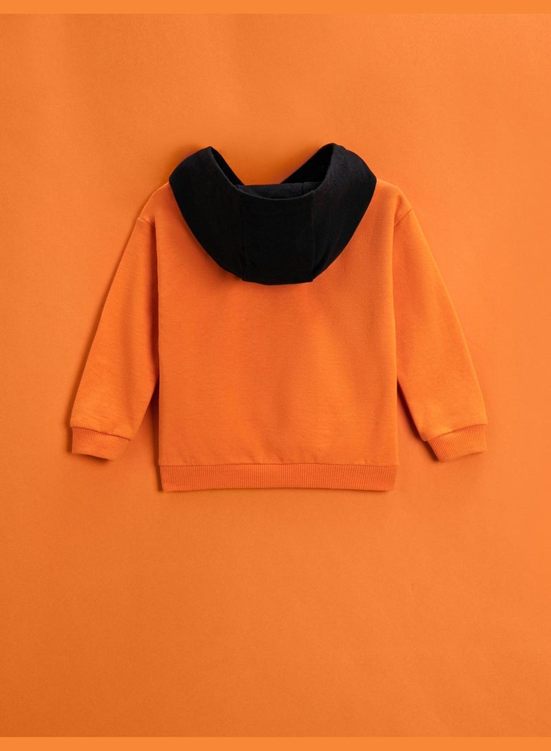 KOTON Pumpkin Printed Hoodie Color Contrast  - Image 2