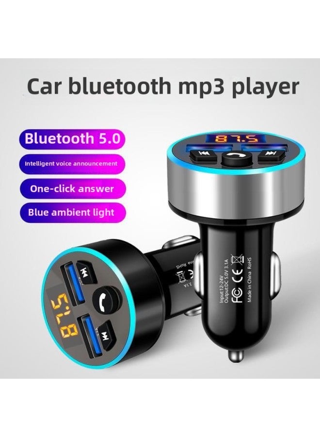 Car MP3 Bluetooth Player Hands-free Mobile Phone Navigation Call Multi-function Car Dual USB Fast Charging Car Supplies-Body Color:Standard [no Atmosphere Lamp]]-Memory Capacity:Standard + Android Fast Charging Line