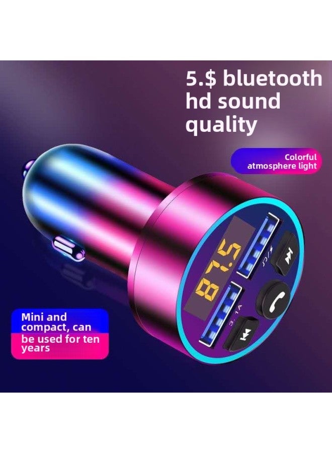 Car MP3 Bluetooth Player Hands-free Mobile Phone Navigation Call Multi-function Car Dual USB Fast Charging Car Supplies-Body Color:Standard [no Atmosphere Lamp]]-Memory Capacity:Standard + Android Fast Charging Line