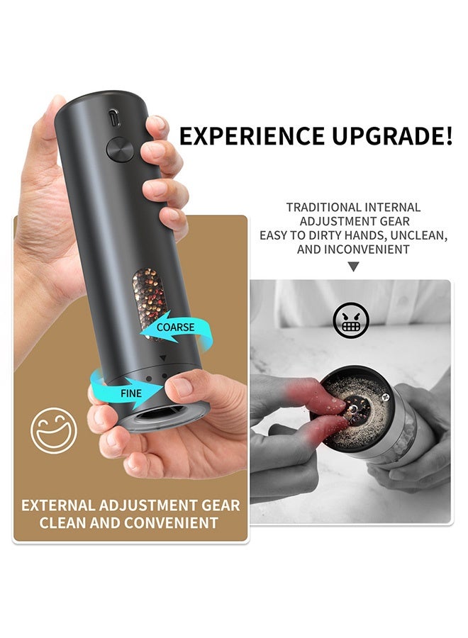 MAANGE Rechargeable Electric Salt and Pepper Grinder,  Adjustable Coarseness Automatic Pepper Mills, Salt Pepper Mill Grinder for Kitchen Restaurant Outdoor (Black) - Image 4