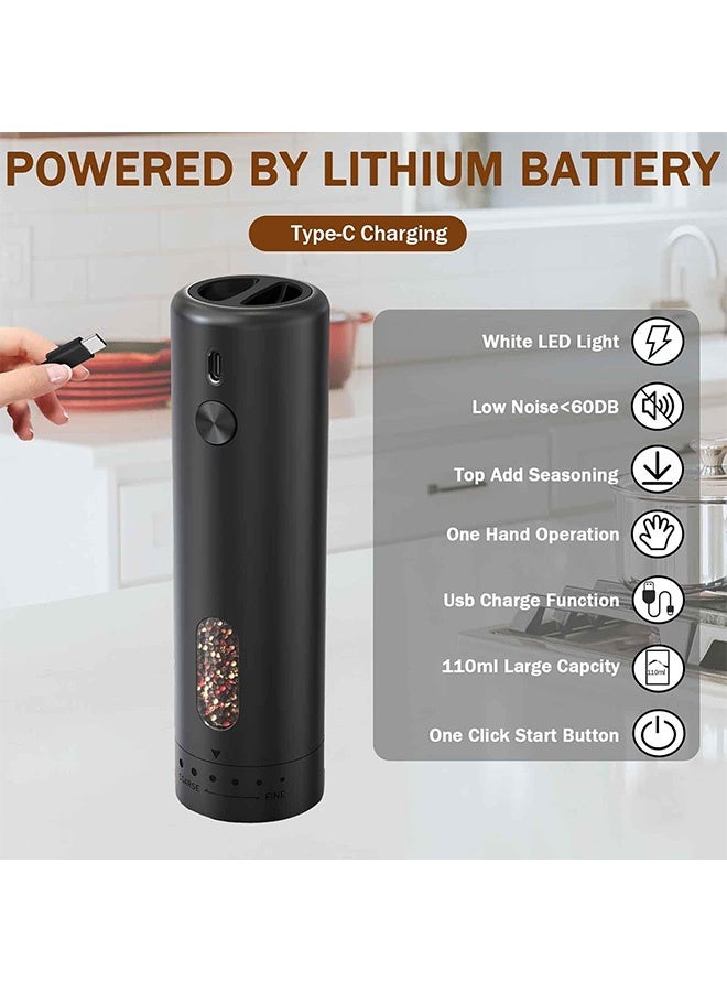 MAANGE Rechargeable Electric Salt and Pepper Grinder,  Adjustable Coarseness Automatic Pepper Mills, Salt Pepper Mill Grinder for Kitchen Restaurant Outdoor (Black) - Image 5