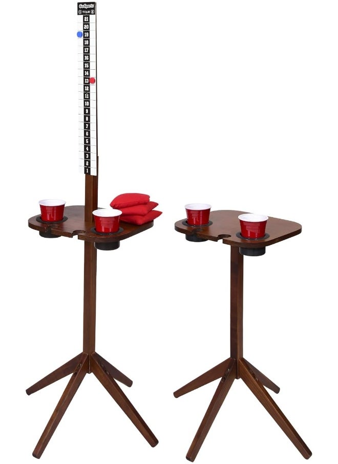 GoSports - GoSports Dark Stain Scorecaddy Outdoor Game Score Keeper & Drink Stand Set - Image 1