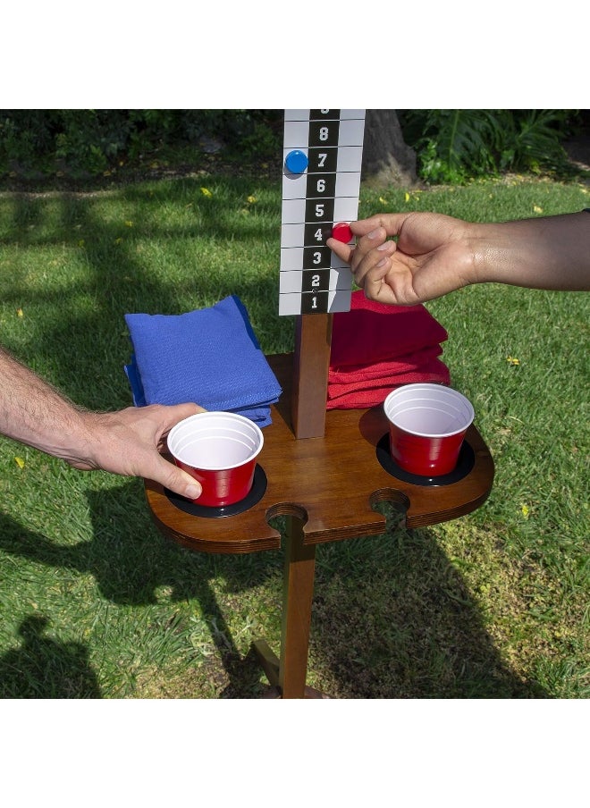GoSports - GoSports Dark Stain Scorecaddy Outdoor Game Score Keeper & Drink Stand Set - Image 1