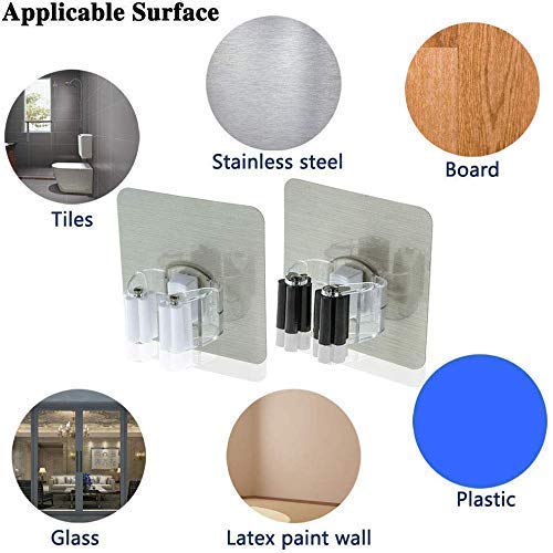 BHADANI SALES Bhadani Sales Self Adhesive Holder Wall Mounted Seamless Broom Hanger Clip Storage Racks Hanging Punch Bathroom Stickers Mop Rack 46 x 46 x 2 Inch Multi color - Image 3
