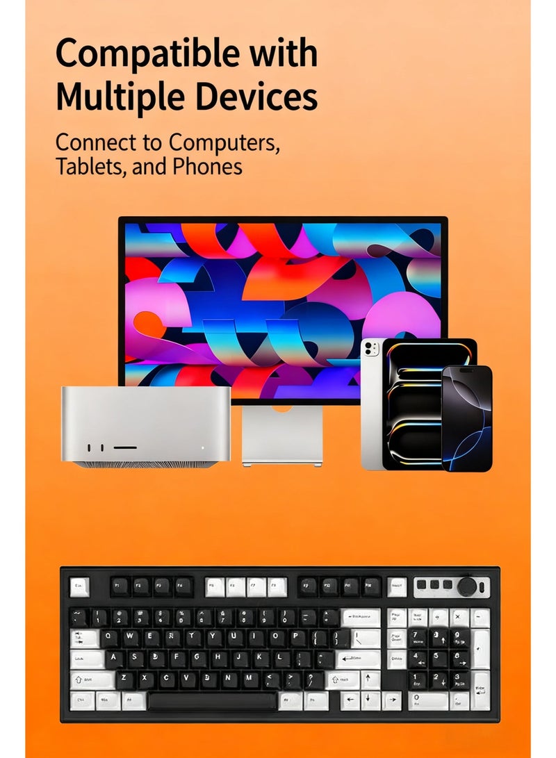 Silent gaming keyboard, 97-key mechanical keyboard, Bluetooth and USB connection, compatible with Windows/Mac - Image 5