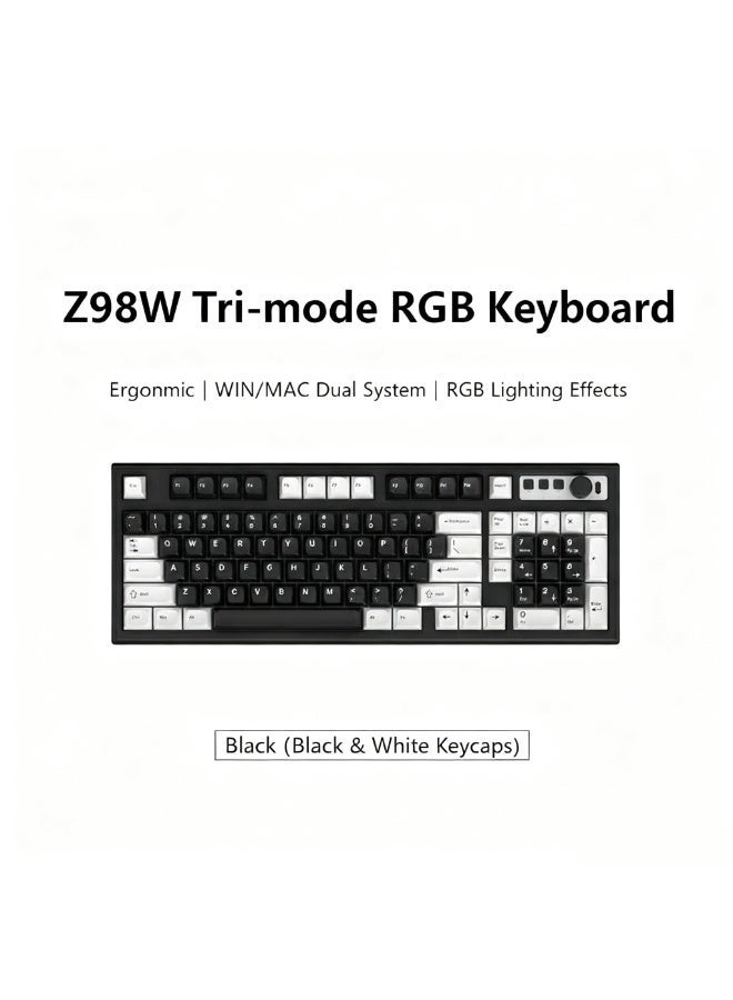 Silent gaming keyboard, 97-key mechanical keyboard, Bluetooth and USB connection, compatible with Windows/Mac - Image 1