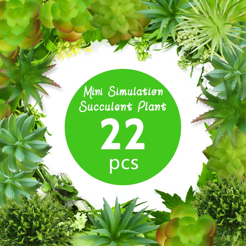 QUOZUO 22pcs Artificial Succulents Realistic Mini Succulent Plants, Green Succulents Small Plants for DIY Crafting Garden Home Arrangement Office Decorations (Unpotted) - Image 4