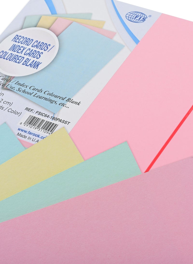 FIS Record/Index Cards, 2 Side Plain, Size 6x4"(15.24x10.6cm) 180gsm, 100 Sheets, Assorted Color-FSIC64-180PASST - Image 2
