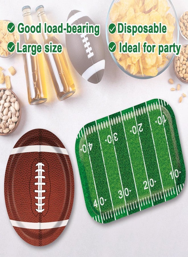 QOUBAI 50Pcs Football Party Disposable Paper Plates 9.7 x 13.2In Large Football Party Decorations Supplies Heavy-Duty Paper Serving Trays for Tailgate Football Sports Game Day Party BBQ Decor 2 Styles - Image 4