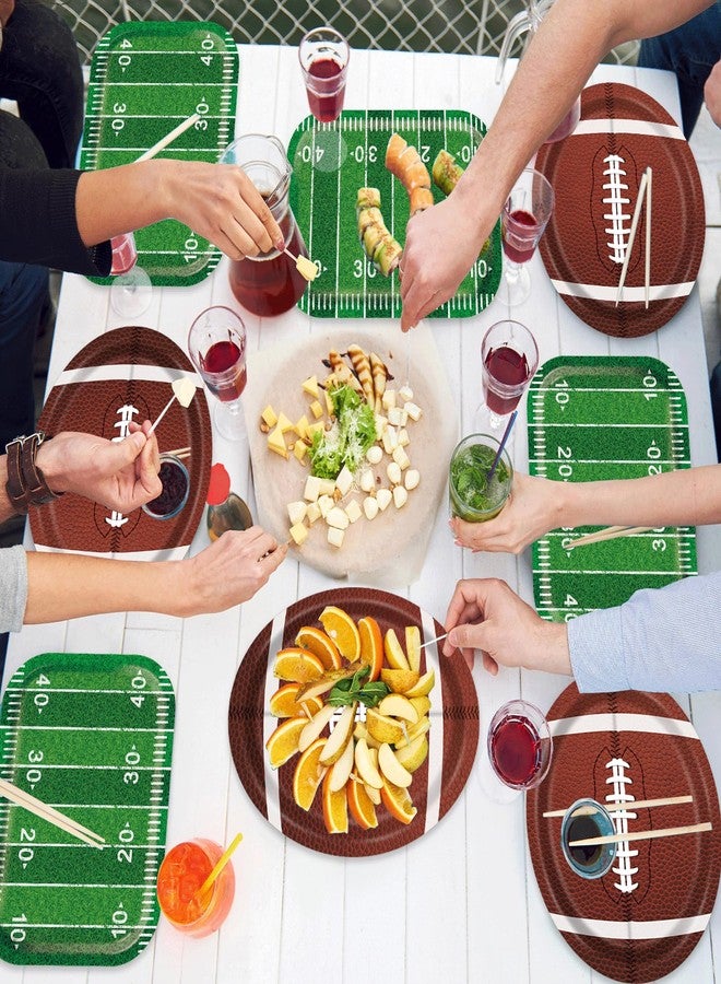 QOUBAI 50Pcs Football Party Disposable Paper Plates 9.7 x 13.2In Large Football Party Decorations Supplies Heavy-Duty Paper Serving Trays for Tailgate Football Sports Game Day Party BBQ Decor 2 Styles - Image 5