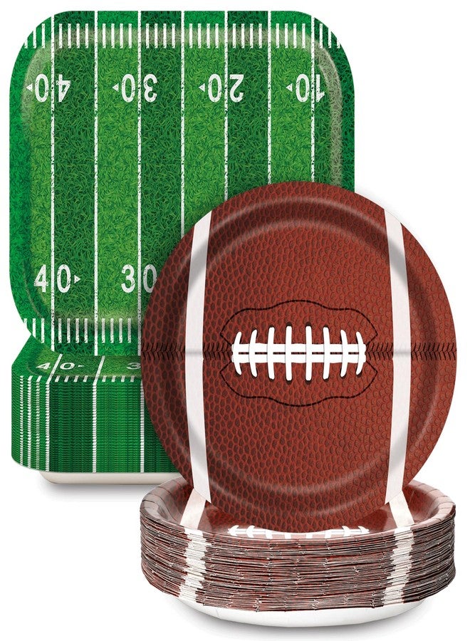 QOUBAI 50Pcs Football Party Disposable Paper Plates 9.7 x 13.2In Large Football Party Decorations Supplies Heavy-Duty Paper Serving Trays for Tailgate Football Sports Game Day Party BBQ Decor 2 Styles - Image 1