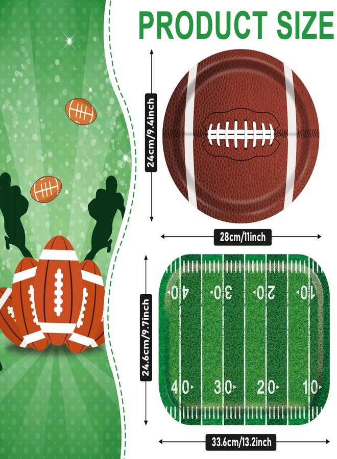 QOUBAI 50Pcs Football Party Disposable Paper Plates 9.7 x 13.2In Large Football Party Decorations Supplies Heavy-Duty Paper Serving Trays for Tailgate Football Sports Game Day Party BBQ Decor 2 Styles - Image 2