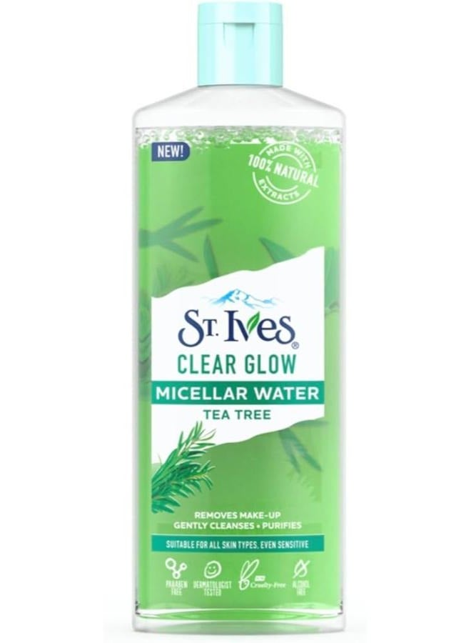 ST. Ives Clear Glow 3-in-1 Micellar Water with 100% Natural Tea Tree Extracts Gentle Cleanser Toner & Makeup Remover 400 ml - Image 2