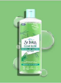 ST. Ives Clear Glow 3-in-1 Micellar Water with 100% Natural Tea Tree Extracts Gentle Cleanser Toner & Makeup Remover 400 ml  - Image 1