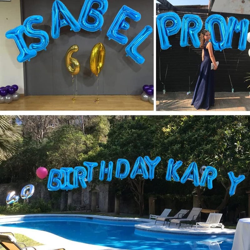 TONIFUL 40 Inch Large Blue Letter A Balloons Giant Alphabet Letter Balloons,Foil Mylar Big Balloons for 2026 Graduation Birthday Party Anniversary New Year Graduation Supplies Decorations - Image 5