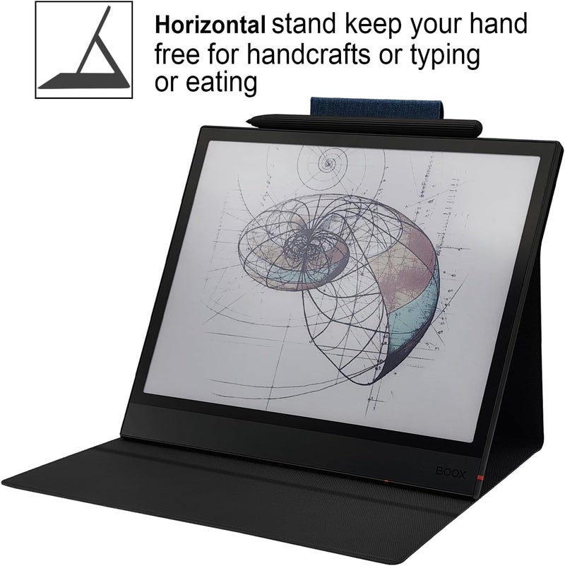 GOVTVA حافظة من نوع "ستاند مغناطيسي" لأجهزة Onyx Boox Tablet Note Air 4 C/Note Air 3 C (تم إطلاقها في 2024/2023)، مغطاة بجلد رقيق للغاية مزودة بسحاب مغناطيسي للقلم، وتتميز بوظيفة النوم/الاستيقاظ التلقائي. اللون: أزرق خشبي. - Image 4