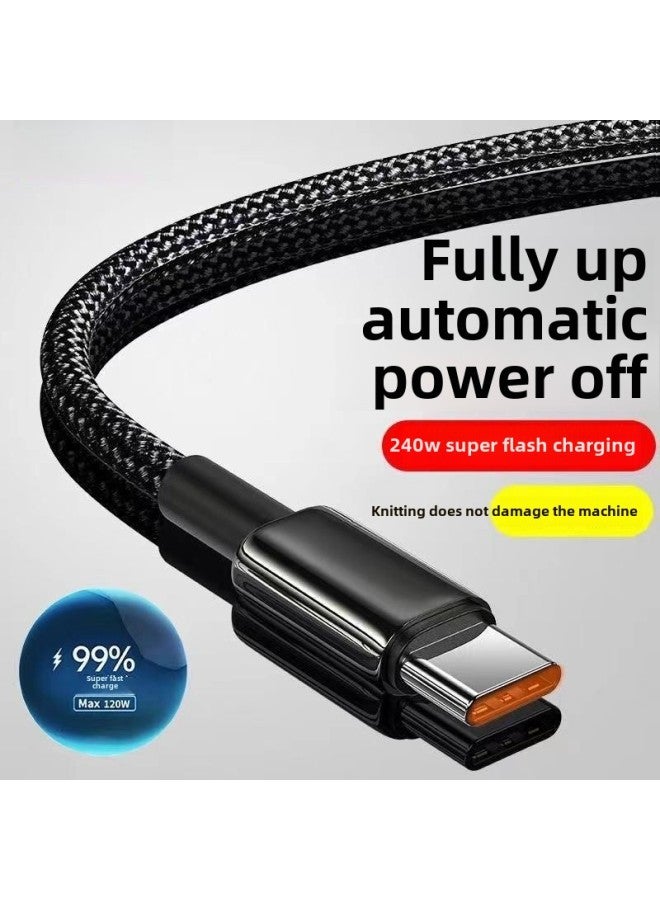 Typec Data Line 240W Super Fast Charging For Huawei P30/40 Glory Nova6/7/8 Charging Line 6A-Color:3m : Classy Pure Copper Does Not Damage The Machine - Does Not Get Hot - Fanyin Black  1 Pack - Image 3