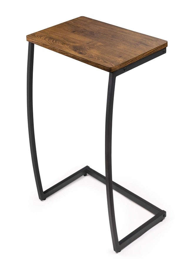 طاولة جانبية من سريواتانا، طاولة زاوية، طاولة أريكة عتيقة على شكل حرف C للأريكة والكمبيوتر المحمول والقهوة والوجبات الخفيفة، خشب الجوز - Image 1