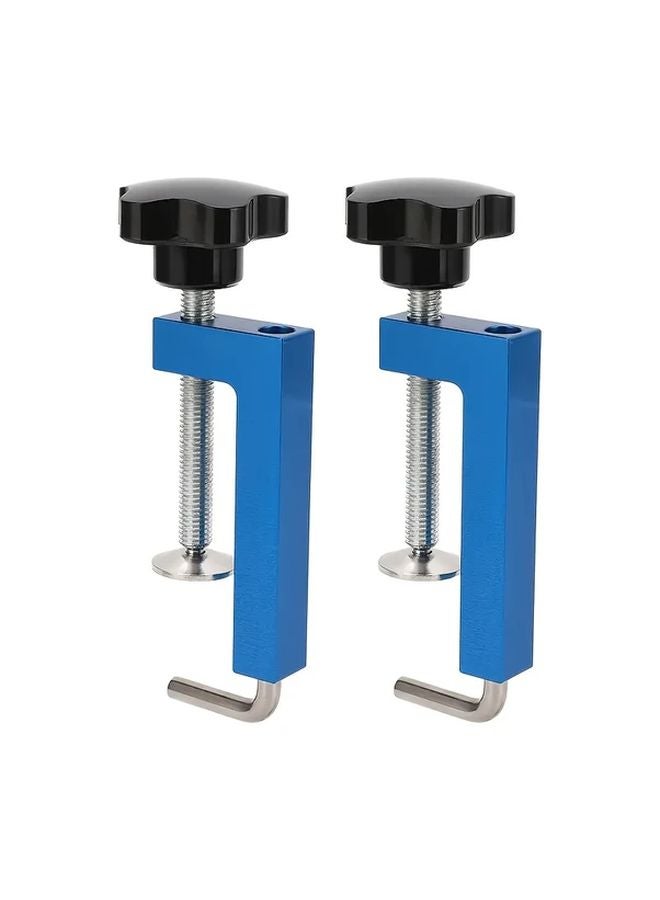 Set of 2 Blue Adjustable Aluminum Alloy G Clamps Heavy Duty Woodworking Tools - Image 1