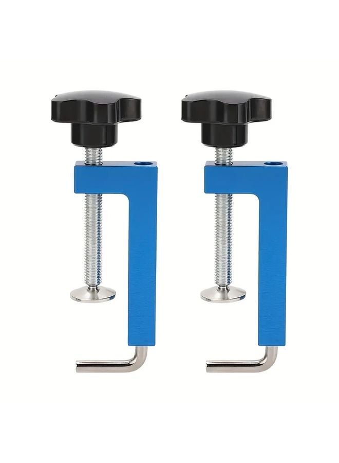 Set of 2 Blue Adjustable Aluminum Alloy G Clamps Heavy Duty Woodworking Tools - Image 2