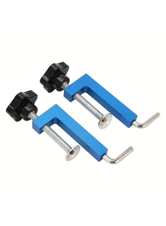 Set of 2 Blue Adjustable Aluminum Alloy G Clamps Heavy Duty Woodworking Tools - Image 5