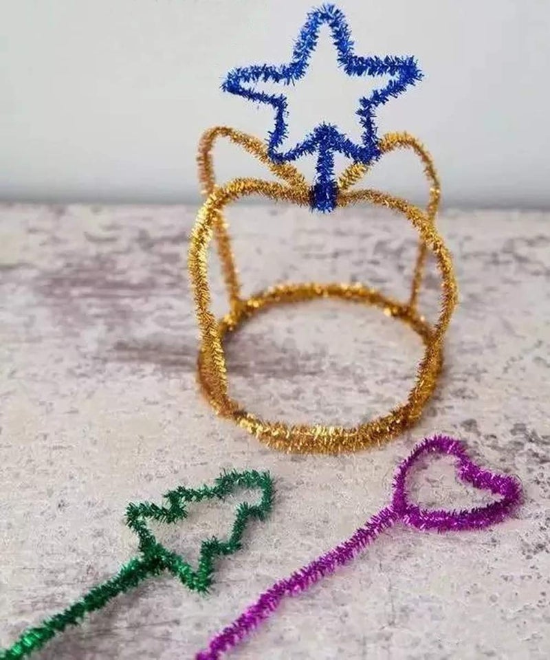 Anvin منظفات الأنابيب أنفين 100 قطعة 10 ألوان سيليل ستيمز للحرف اليدوية الزخرفية مشاريع مدرسية إبداعية (6 مم × 12 بوصة، ألوان لامعة) - Image 4