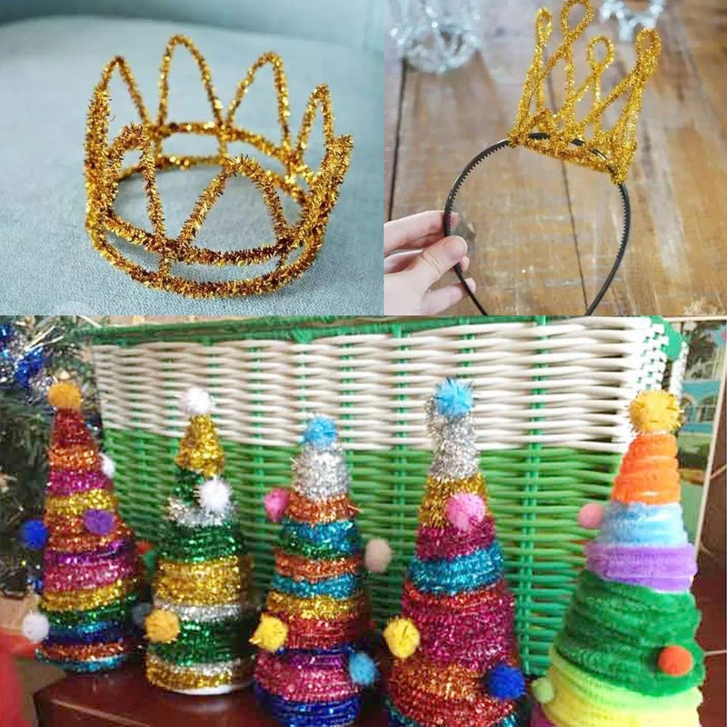 Anvin منظفات الأنابيب أنفين 100 قطعة 10 ألوان سيليل ستيمز للحرف اليدوية الزخرفية مشاريع مدرسية إبداعية (6 مم × 12 بوصة، ألوان لامعة) - Image 3