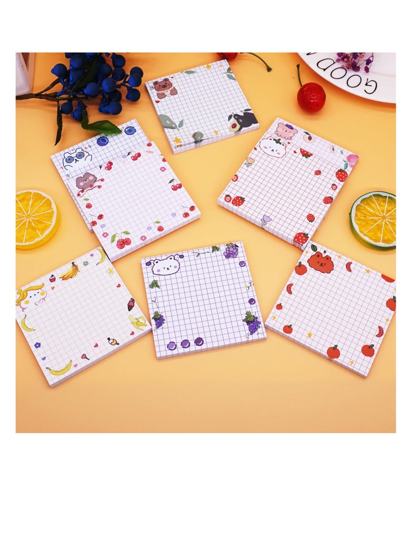 8Pads Cute Kawaii Colorful Sticky Notes, (3.1x3.1in) Super Sticky Note Pads Colorful Note Pads Self-Stick Note Pads Sticky Note Pads Memo Pad with Lines Grids for School Office Study - Image 3
