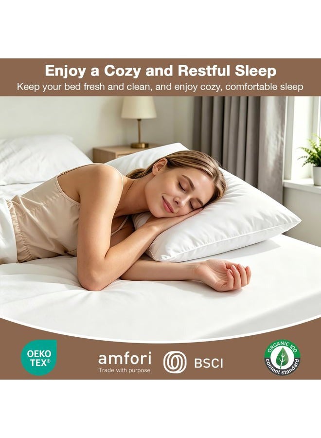 Ruili King Size Mattress Cover, Waterproof Breathable Mattress Protector, Premium Smooth Mattress Cover, Deep Pocket Fit Up to 21 Inches, Soft Washable Bed Cover - Image 3
