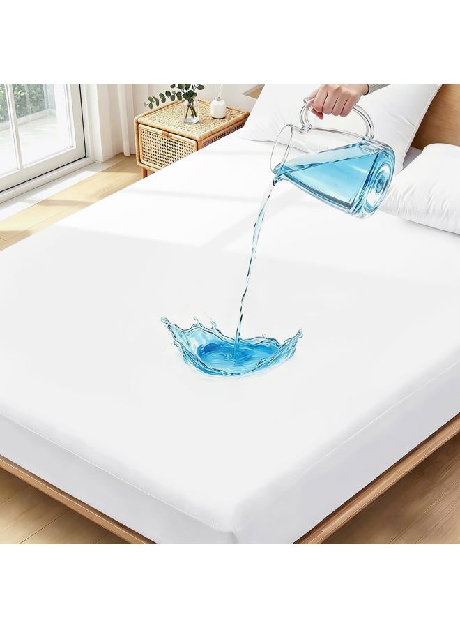 Ruili King Size Mattress Cover, Waterproof Breathable Mattress Protector, Premium Smooth Mattress Cover, Deep Pocket Fit Up to 21 Inches, Soft Washable Bed Cover - Image 1