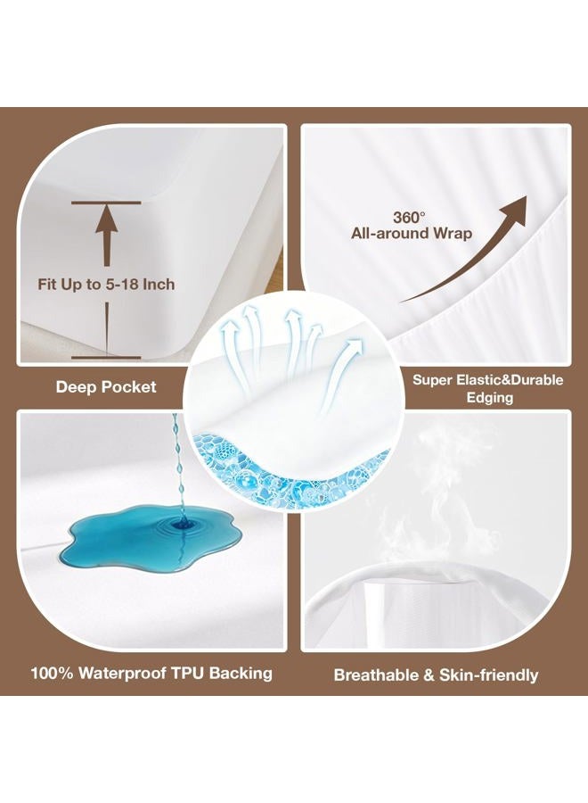 Ruili King Size Mattress Cover, Waterproof Breathable Mattress Protector, Premium Smooth Mattress Cover, Deep Pocket Fit Up to 21 Inches, Soft Washable Bed Cover - Image 5