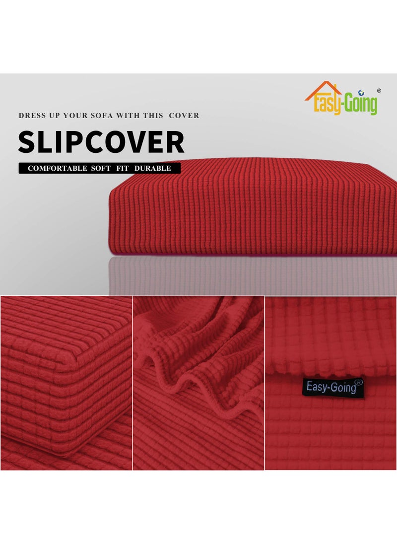 Easy-Going Easy-Going Stretch Chair Cushion Cover Sofa Cushion Furniture Protector Sofa Seat Sofa Slipcover Sofa Cover Soft Flexibility with Elastic Bottom(Chair Cushion  Christmas Red)  - Image 4