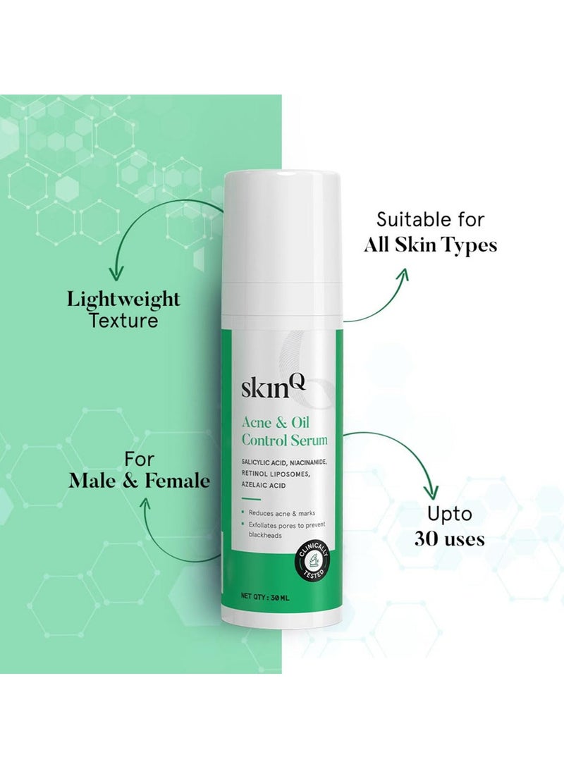 SkinQ Oil and Acne Control Elixir 30ml with Niacinamide Salicylic Acid and Retinol Liposomes Reduces Scars Unclogs Pores Controls Excess Oil for All Skin Types Suitable for Men and Women - Image 2