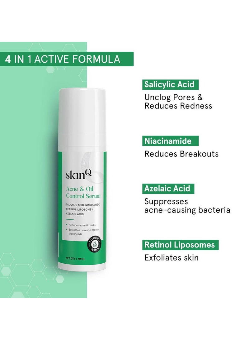 SkinQ Oil and Acne Control Elixir 30ml with Niacinamide Salicylic Acid and Retinol Liposomes Reduces Scars Unclogs Pores Controls Excess Oil for All Skin Types Suitable for Men and Women - Image 4