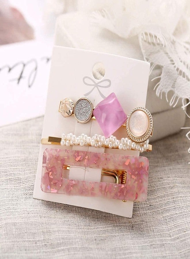 NGEL Acrylic Hair Clip/Hair Pin/Fashion Hair Accessories/Pearl Hair Clip/Metal Hair Pins For Women & Girls(Pink Hair Pin) - Image 2