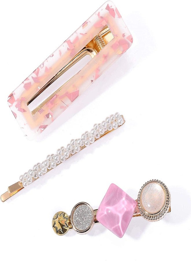 NGEL Acrylic Hair Clip/Hair Pin/Fashion Hair Accessories/Pearl Hair Clip/Metal Hair Pins For Women & Girls(Pink Hair Pin) - Image 4