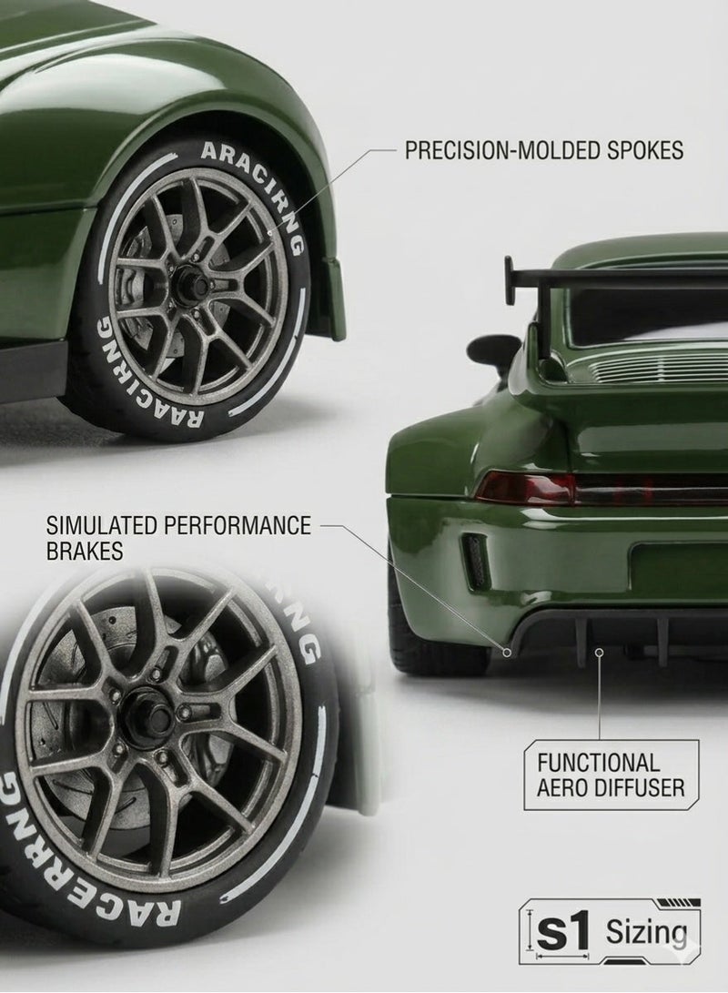 HOBB 1:24 Simulated Porsche RC Drifting Car | 20 Km/h High-Speed Remote Control Vehicle | 2.4GHz Wireless Controller - Image 2